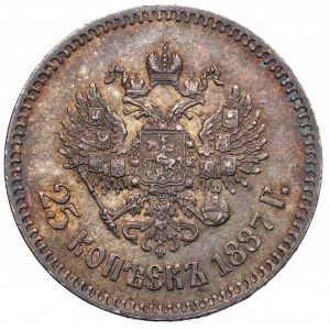 Russland, Alexander III, 25 Kopeken 1887 АГ - seltener