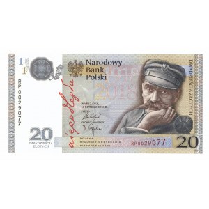 III RP, 20 złotych 2018 - Piłsudski