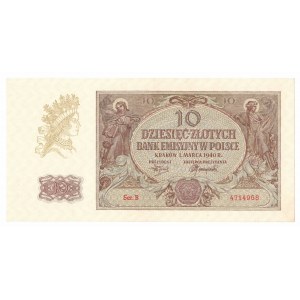 GG, 10 Zloty 1940 seltenere Serie B