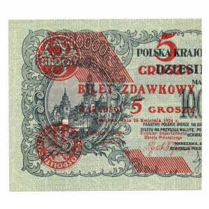 II RP, 5 pennies 1924 - left half
