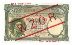 5.000 złotych 1919, WZÓR - wysoki nadruk - ZJAWISKOWY