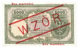 5.000 złotych 1919, WZÓR - wysoki nadruk - ZJAWISKOWY
