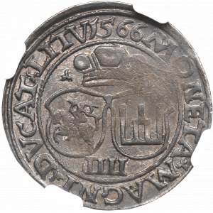 Sigismund II Augustus, Vierfache 1566, Wilna - L/LITV - NGC AU58