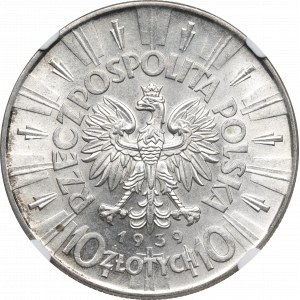 Zweite Polnische Republik, 10 Zloty 1939 Piłsudski - NGC MS63