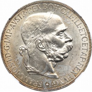 Austria, Franz Joseph, 5 corona 1907 -NGC MS62