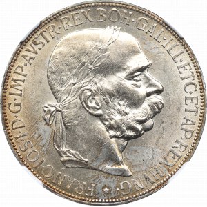 Austria, Franciszek Józef, 5 koron 1907 - NGC MS62