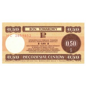 Pewex, Bon Towarowy, 50 centów 1979 - HC