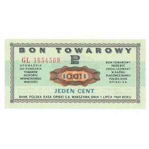 Pewex, Bon Towarowy, 1 cent 1969 - GL