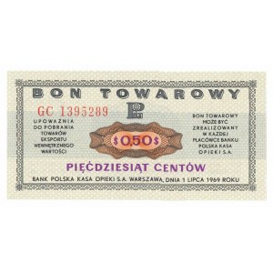 Pewex, Bon Towarowy, 50 centów 1969 - GC