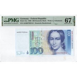 Deutschland, 100 Mark 1989 AG - PMG 67EPQ