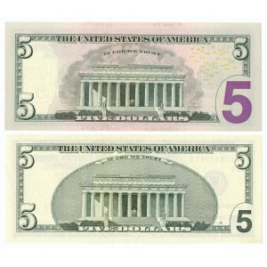 USA, Zestaw 2 banknotów o nominale 5 dolarów 2003 i 2013