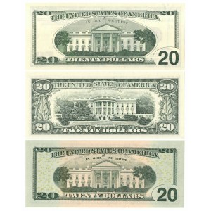 USA, Satz von 3 $20-Noten 1993, 1996 und 2004