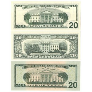 USA, Set of 3 $20 bills 1993, 1996 and 2004