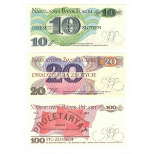 PRL, Zestaw banknotów 10-100 złotych