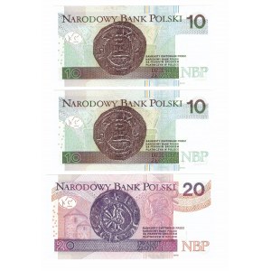 Set of 3 10-20 zloty 2012 banknotes liked AA series
