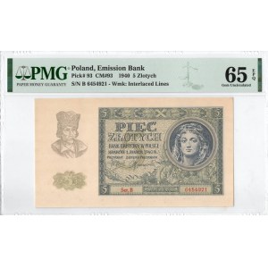 GG, 5 złotych 1940 B - PMG 65EPQ