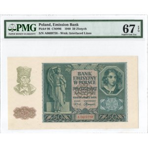 GG, 50 złotych 1940 A - PMG 67EPQ