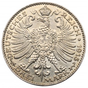 Niemcy, Saksonia-Weimar-Eisenach, 3 marki 1915 A - stulecie księstwa