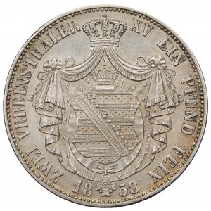 Niemcy, Saksonia, 2 talary=3-1/2 guldena 1858