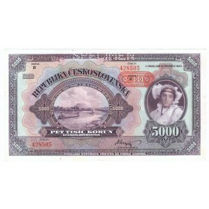 Tschechoslowakei, 5.000 Kronen 1920 - MODEL Ser. B