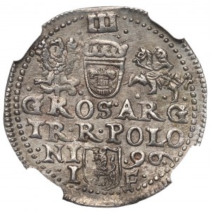 Sigismund III Vasa, Trojak 1596, Olkusz - unsigniert POLO...LI NGC UNC Details