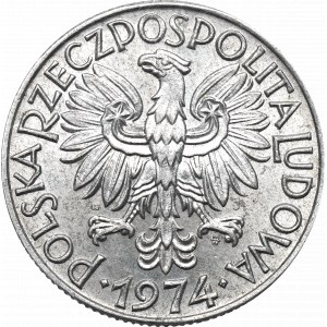 Volksrepublik Polen, 5 Zloty 1974 Fischer - auf dem Gras Seltenheit