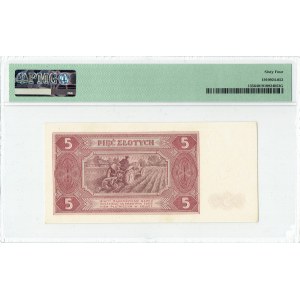 PRL, 5 Zloty 1948 D - PMG 64