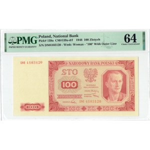 PRL, 100 Zloty 1948 DM - PMG 64
