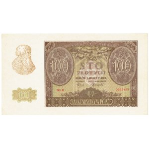 GG, 100 Zloty 1940 B - Fälschung aus der ZWZ-Zeit