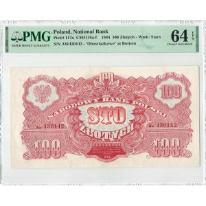 Volksrepublik Polen, 100 Gold 1944 Aw, ...verdanken - PMG 64EPQ