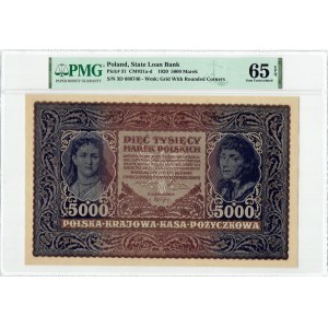 II RP, 5000 polnische Marken 1920 III SERIE D - PMG 65EPQ