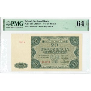 PRL, 20 złotych 1947 A - PMG 64EPQ