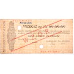 II RP, Przekaz na 100 mln marek polskich 1923 - WZÓR - numeracja bieżąca