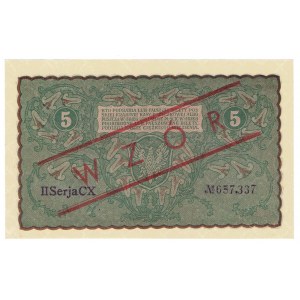 II RP, 5 polnische Marken 1919 II SERIE CX - MODELL