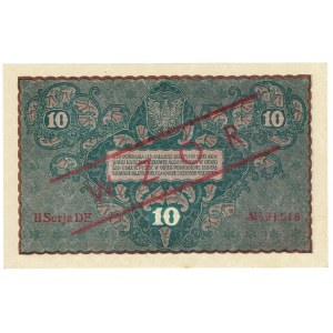 II RP, 10 Polish marks 1919 II SERIES DE - MODEL