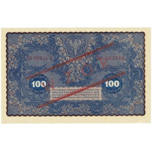 II RP, 100 polnische Mark 1919 IH Serie A MODELL