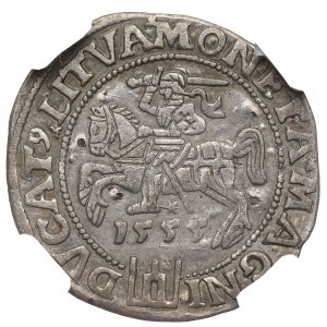 Zygmunt II August, Grosz na stopę litewską 1555, Wilno - NGC AU53 / RZADKI