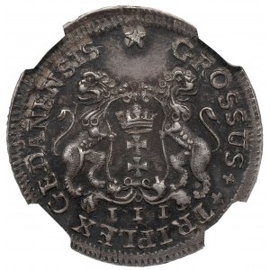 Saxony, Friedrich August II, 3 groschen 1755, Danzig - PURE SILVER NGC MS64