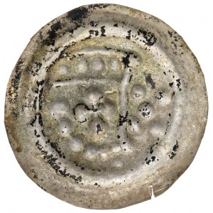 Deutscher Orden, Breites Brakteat (1236-48), Torun - Arm mit Wimpel und 5 Kugeln - Selten