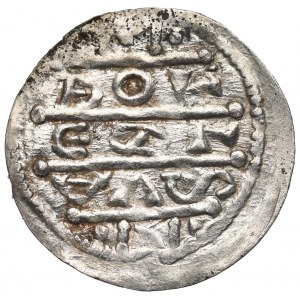 Bolesław IV Kędzierzawy, Denarius without date, Cracow - emperor on the throne - rare