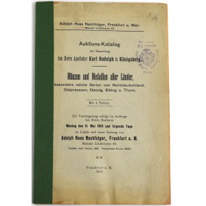Auction catalog Adolph Hess Nachfolger Sammlung des Herrn Apotheker Karl Rudolph in Königsberg.