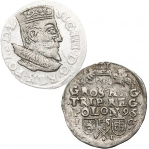 Zygmunt III Waza, Trojak 1595, Bydgoszcz, wczesny portert króla - RZADKI