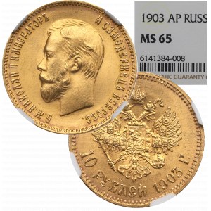 Russia, Nicholas II, 10 rouble 1903 AP - NGC MS65