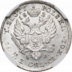 Kingdom of Poland, Alexander I, 1 zloty 1823 - NGC UNC Details