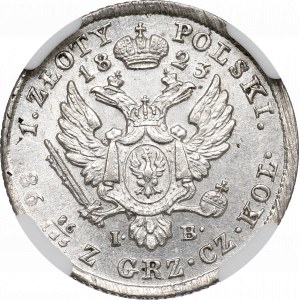 Królestwo Polskie, Aleksander I, 1 złoty 1823 - NGC UNC Details