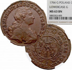Stanisław August Poniatowski, Trojak 1766 g - Zbrojarz NGC MS63 BN