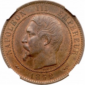 France, 10 centimes 1852 - NGC MS64 RB