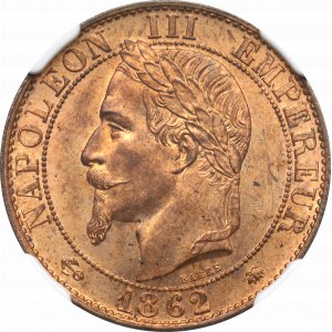 France, 5 centimes 1862 - NGC MS64 RB