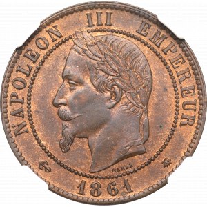 Frankreich, 10 Centimes 1861 - NGC MS64 RB
