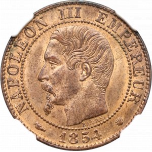 Frankreich, 5 Centimes 1854, Marseille - NGC MS64 RB